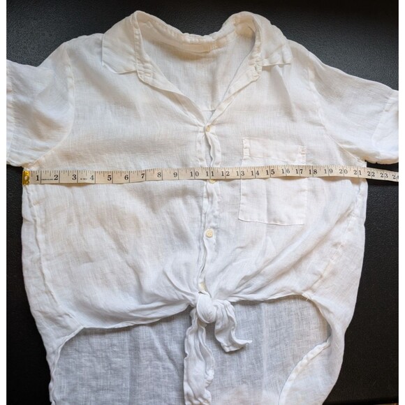 CP Shades Georgia Tie Front Linen Shirt Button Down Beachy Size Medium - Picture 4 of 12